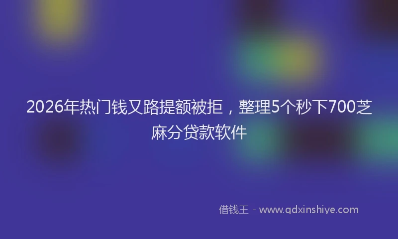 2026年热门钱又路提额被拒，整理5个秒下700芝麻分贷款软件