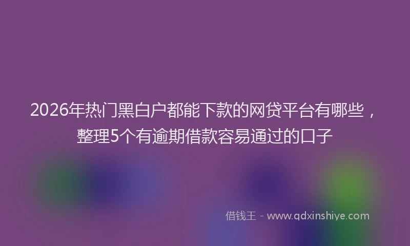 2026年热门黑白户都能下款的网贷平台有哪些，整理5个有逾期借款容易通过的口子