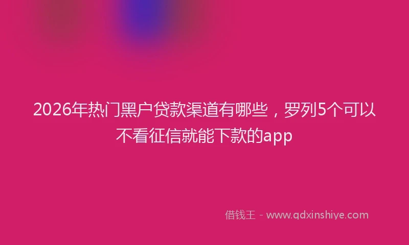 2026年热门黑户贷款渠道有哪些，罗列5个可以不看征信就能下款的app