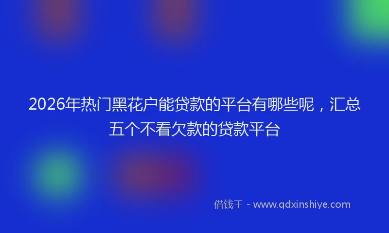 2026年热门黑花户能贷款的平台有哪些呢，汇总五个不看欠款的贷款平台