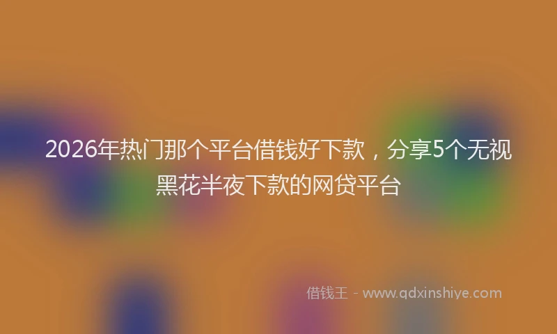 2026年热门那个平台借钱好下款，分享5个无视黑花半夜下款的网贷平台