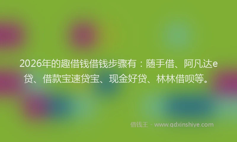 2026年的趣借钱借钱步骤有：随手借、阿凡达e贷、借款宝速贷宝、现金好贷、林林借呗等。