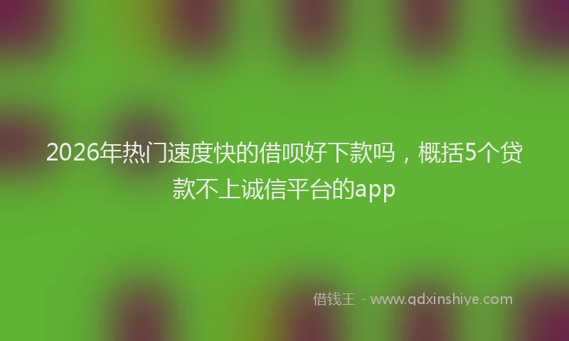 2026年热门速度快的借呗好下款吗，概括5个贷款不上诚信平台的app