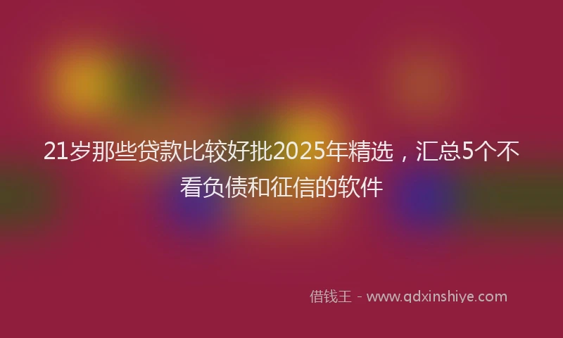 21岁那些贷款比较好批2025年精选，汇总5个不看负债和征信的软件