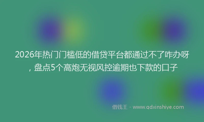 2026年热门门槛低的借贷平台都通过不了咋办呀，盘点5个高炮无视风控逾期也下款的口子