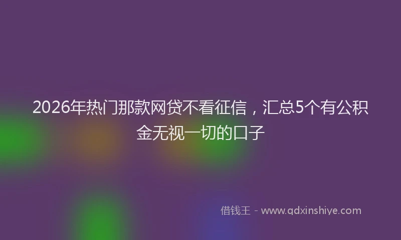 2026年热门那款网贷不看征信，汇总5个有公积金无视一切的口子