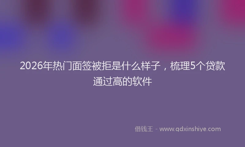 2026年热门面签被拒是什么样子，梳理5个贷款通过高的软件