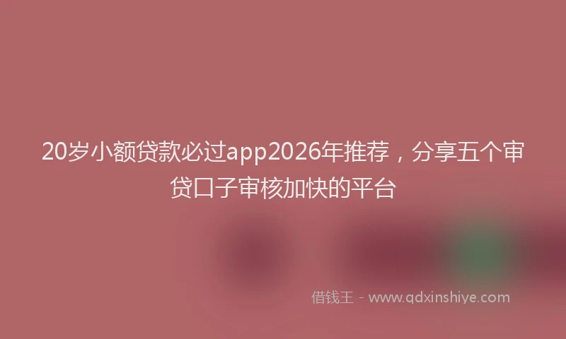 20岁小额贷款必过app2026年推荐，分享五个审贷口子审核加快的平台