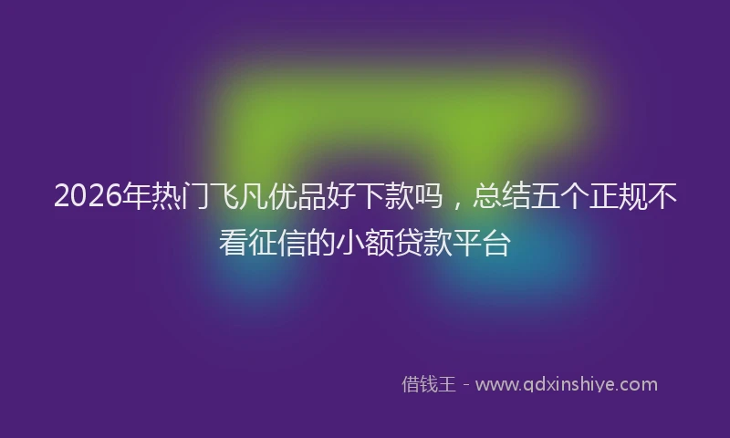 2026年热门飞凡优品好下款吗，总结五个正规不看征信的小额贷款平台