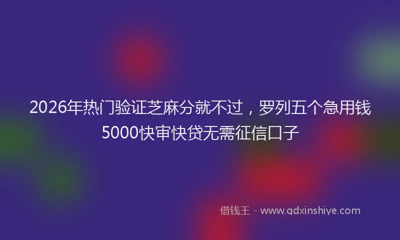 2026年热门验证芝麻分就不过，罗列五个急用钱5000快审快贷无需征信口子
