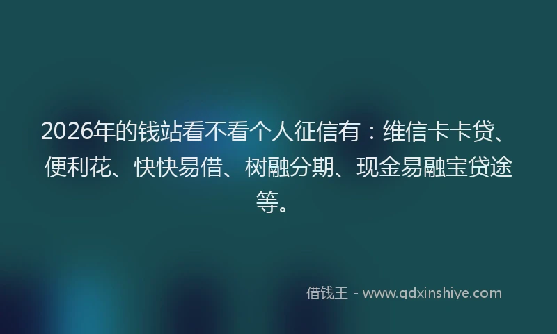 2026年的钱站看不看个人征信有：维信卡卡贷、便利花、快快易借、树融分期、现金易融宝贷途等。