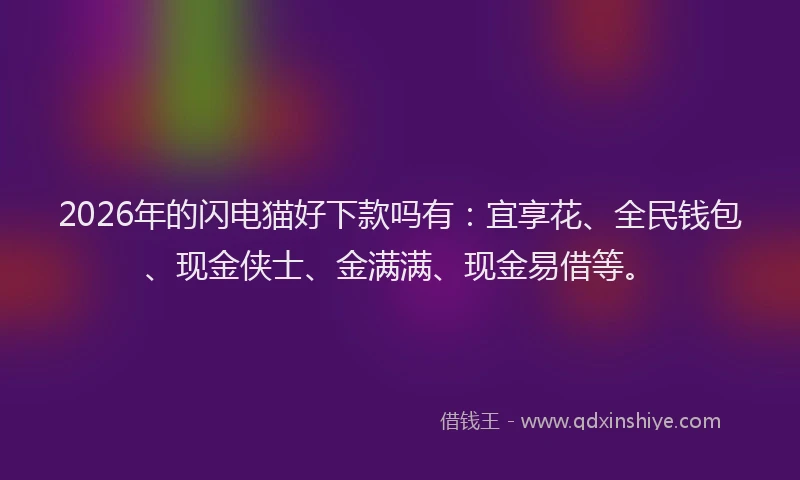 2026年的闪电猫好下款吗有：宜享花、全民钱包、现金侠士、金满满、现金易借等。