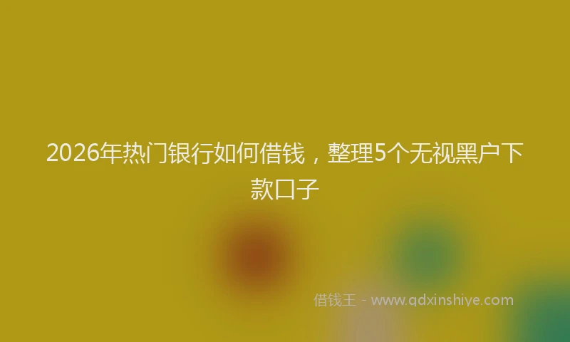 2026年热门银行如何借钱，整理5个无视黑户下款口子