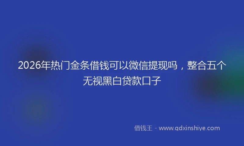 2026年热门金条借钱可以微信提现吗，整合五个无视黑白贷款口子