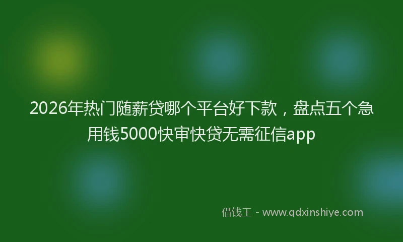 2026年热门随薪贷哪个平台好下款，盘点五个急用钱5000快审快贷无需征信app