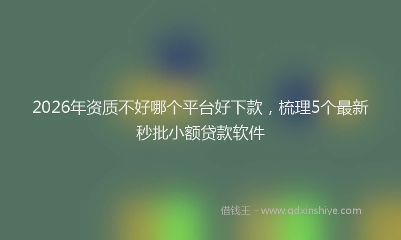 2026年资质不好哪个平台好下款，梳理5个最新秒批小额贷款软件