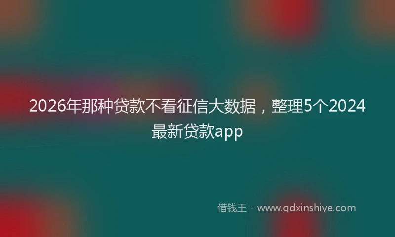 2026年那种贷款不看征信大数据，整理5个2024最新贷款app