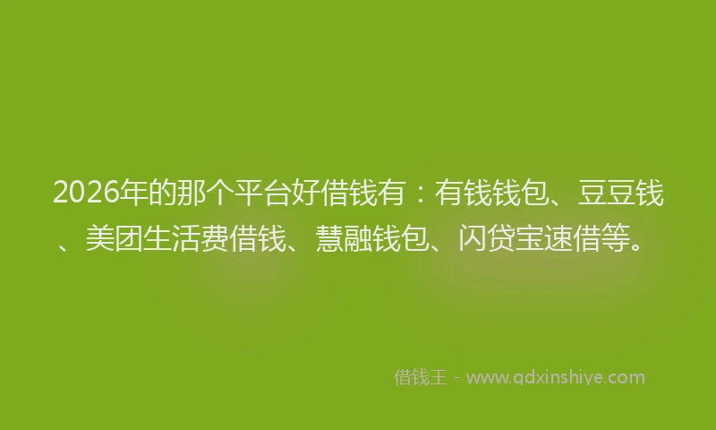 2026年的那个平台好借钱有：有钱钱包、豆豆钱、美团生活费借钱、慧融钱包、闪贷宝速借等。