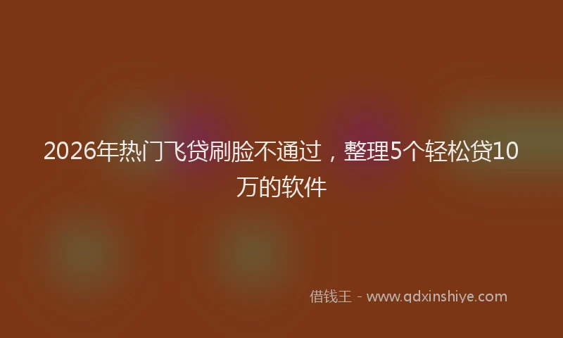2026年热门飞贷刷脸不通过，整理5个轻松贷10万的软件