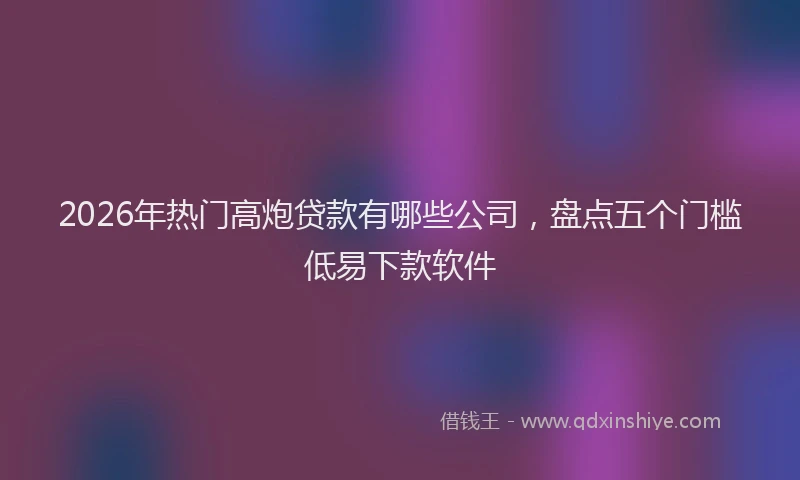2026年热门高炮贷款有哪些公司，盘点五个门槛低易下款软件