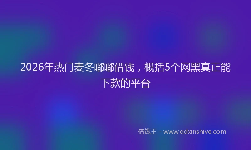 2026年热门麦冬嘟嘟借钱，概括5个网黑真正能下款的平台