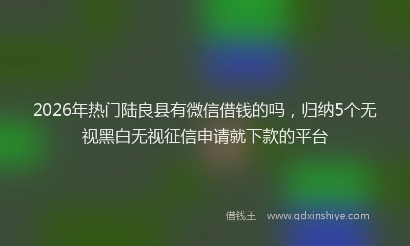 2026年热门陆良县有微信借钱的吗，归纳5个无视黑白无视征信申请就下款的平台