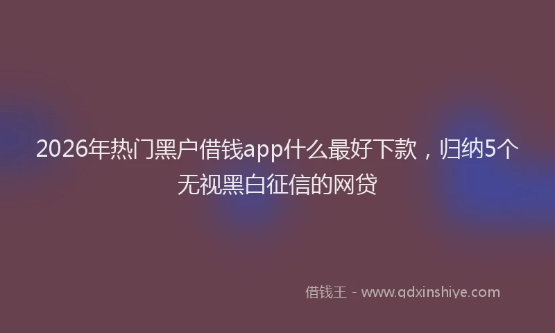 2026年热门黑户借钱app什么最好下款，归纳5个无视黑白征信的网贷