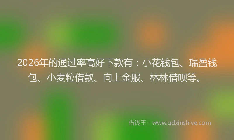 2026年的通过率高好下款有：小花钱包、瑞盈钱包、小麦粒借款、向上金服、林林借呗等。