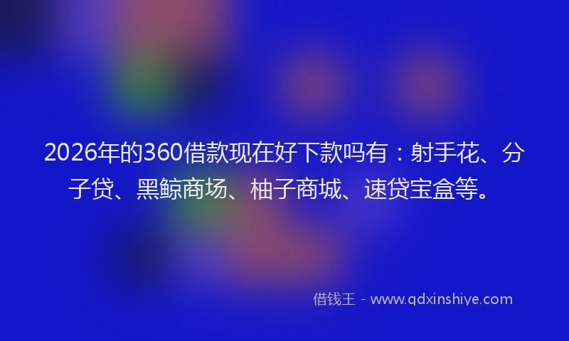 2026年的360借款现在好下款吗有：射手花、分子贷、黑鲸商场、柚子商城、速贷宝盒等。