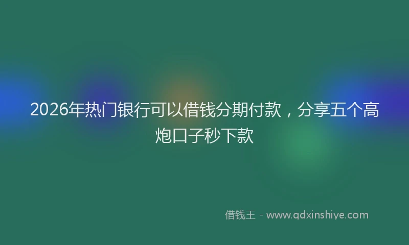 2026年热门银行可以借钱分期付款，分享五个高炮口子秒下款