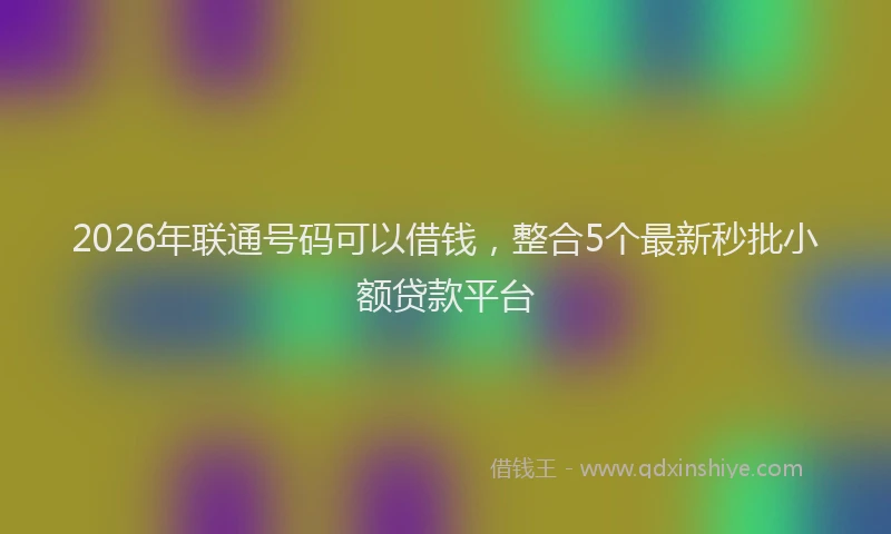 2026年联通号码可以借钱，整合5个最新秒批小额贷款平台