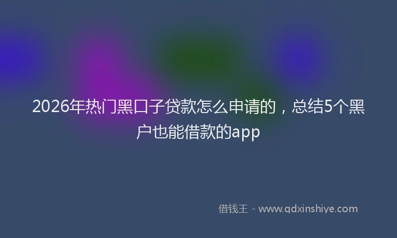2026年热门黑口子贷款怎么申请的，总结5个黑户也能借款的app