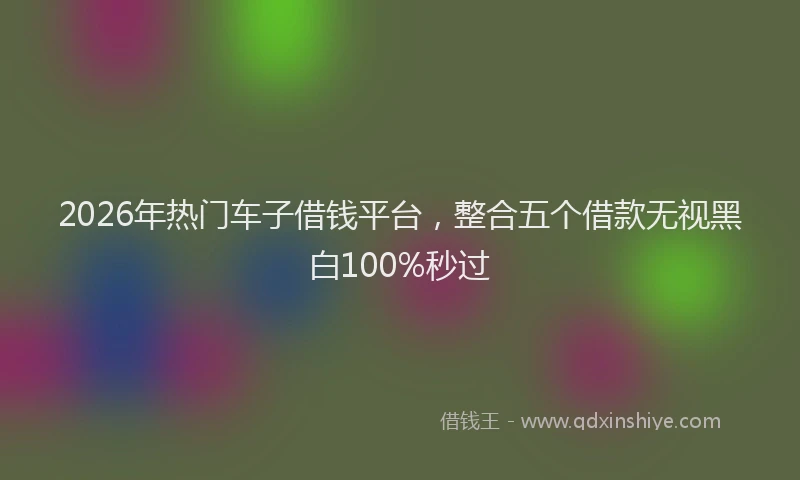 2026年热门车子借钱平台，整合五个借款无视黑白100%秒过
