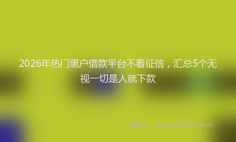 2026年热门黑户借款平台不看征信，汇总5个无视一切是人就下款
