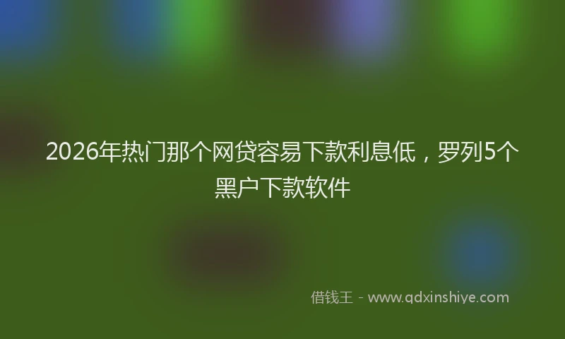 2026年热门那个网贷容易下款利息低，罗列5个黑户下款软件