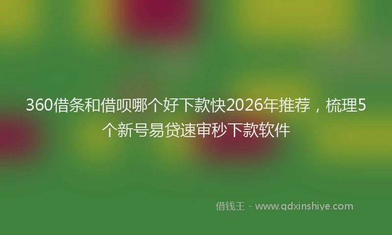 360借条和借呗哪个好下款快2026年推荐，梳理5个新号易贷速审秒下款软件