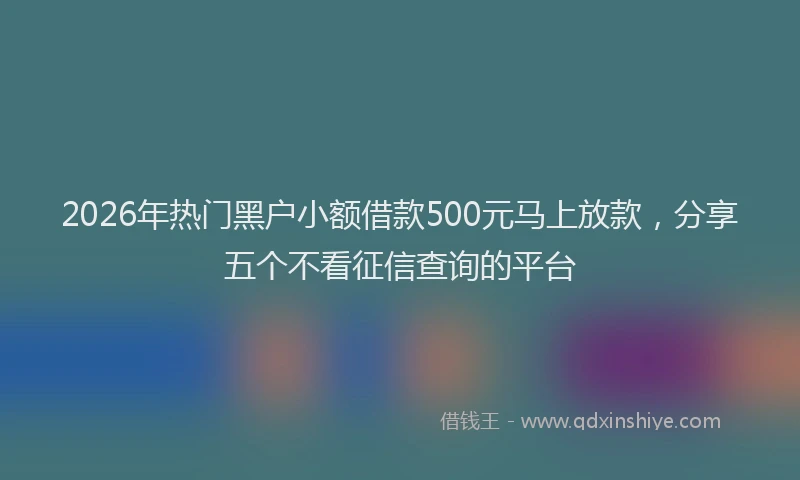 2026年热门黑户小额借款500元马上放款，分享五个不看征信查询的平台