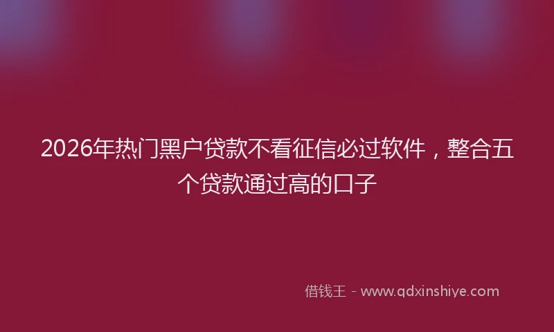 2026年热门黑户贷款不看征信必过软件，整合五个贷款通过高的口子