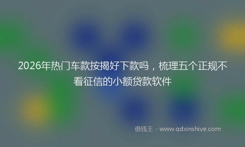 2026年热门车款按揭好下款吗，梳理五个正规不看征信的小额贷款软件