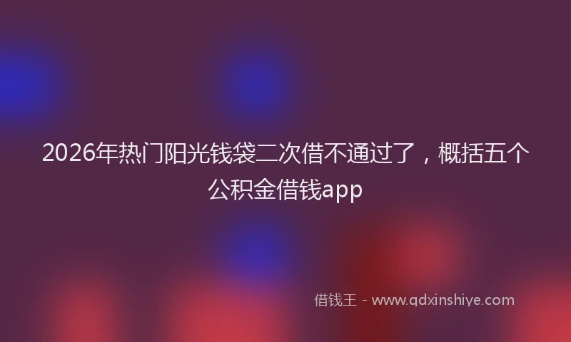 2026年热门阳光钱袋二次借不通过了，概括五个公积金借钱app