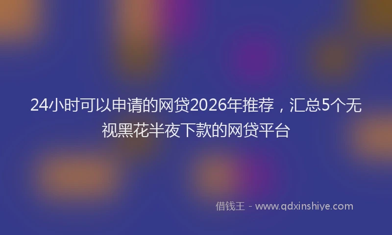 24小时可以申请的网贷2026年推荐，汇总5个无视黑花半夜下款的网贷平台