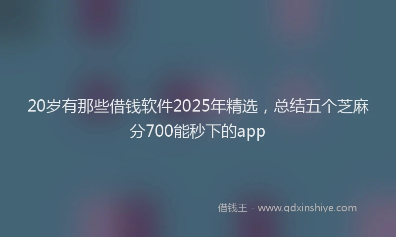 20岁有那些借钱软件2025年精选，总结五个芝麻分700能秒下的app