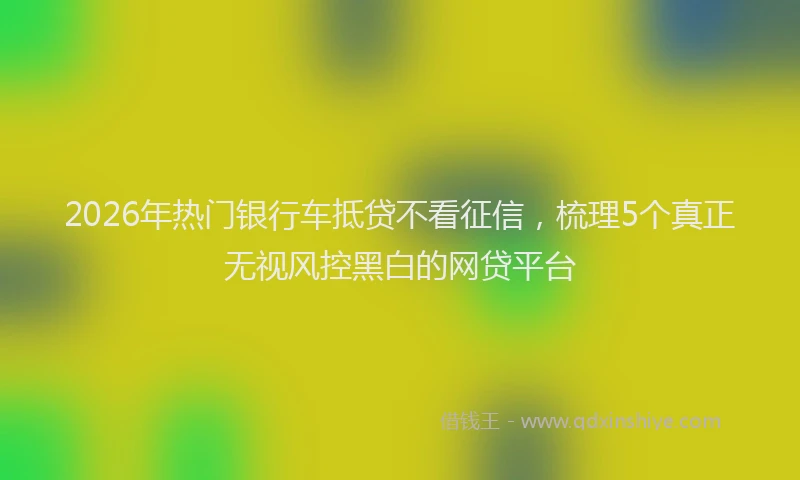 2026年热门银行车抵贷不看征信，梳理5个真正无视风控黑白的网贷平台