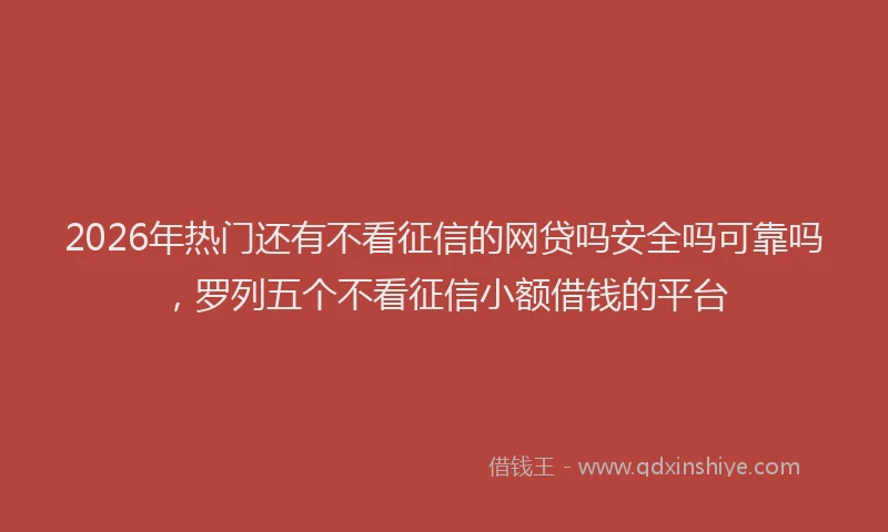 2026年热门还有不看征信的网贷吗安全吗可靠吗，罗列五个不看征信小额借钱的平台