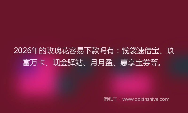 2026年的玫瑰花容易下款吗有：钱袋速借宝、玖富万卡、现金驿站、月月盈、惠享宝券等。