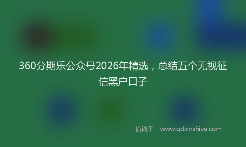 360分期乐公众号2026年精选,总结五个无视征信黑户口子