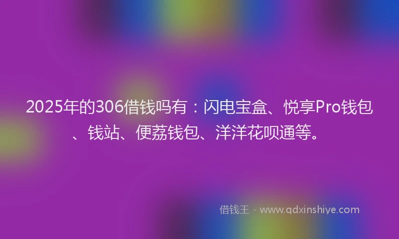 2025年的306借钱吗有：闪电宝盒、悦享Pro钱包、钱站、便荔钱包、洋洋花呗通等。