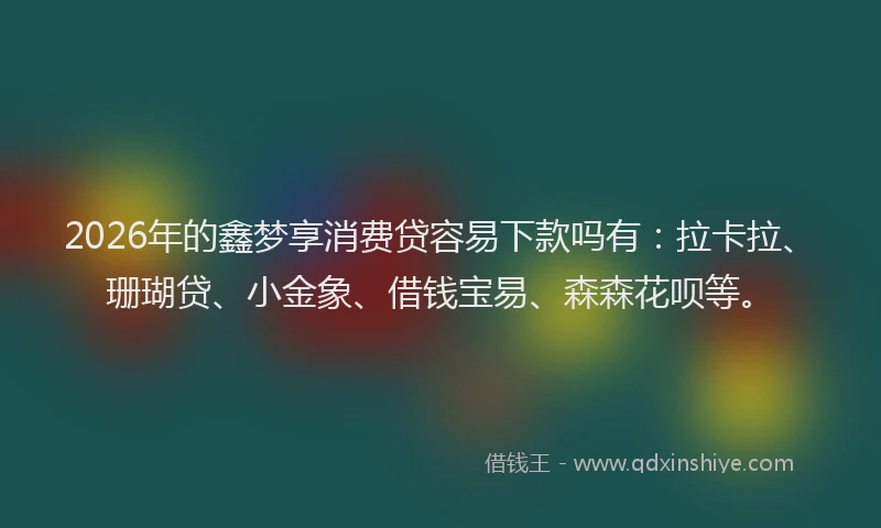 2026年的鑫梦享消费贷容易下款吗有：拉卡拉、珊瑚贷、小金象、借钱宝易、森森花呗等。