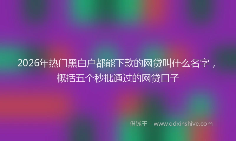 2026年热门黑白户都能下款的网贷叫什么名字，概括五个秒批通过的网贷口子