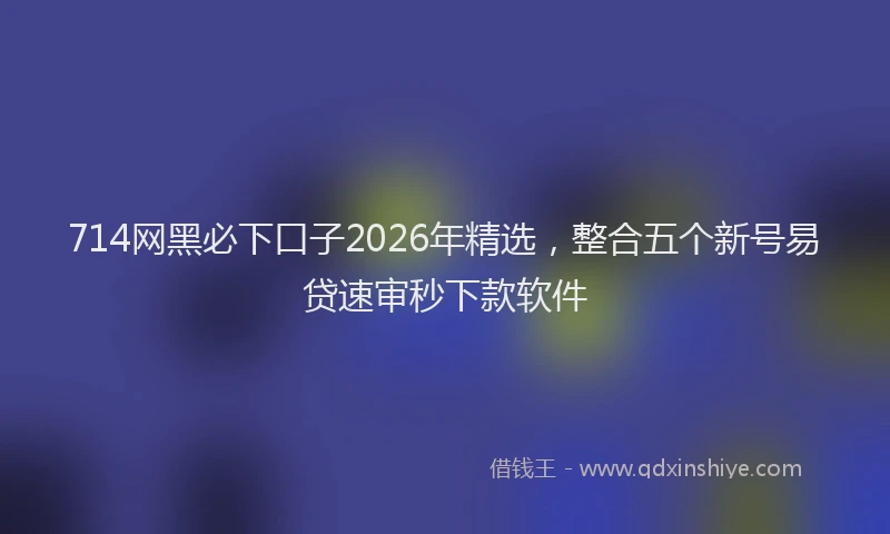 714网黑必下口子2026年精选，整合五个新号易贷速审秒下款软件